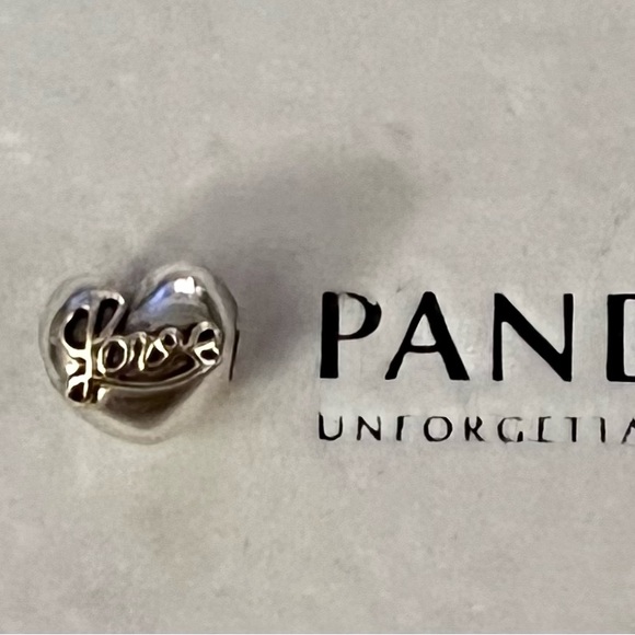 Pandora 14kt gold & silver heart/love bracelet charm/clip - Picture 3 of 3